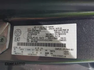 2013 Ford Escape SE with VIN 1FMCU0GX2DUA31362, listed as a IAAI auction lot 42564337 with 157,737 mi miles and . Bid and sale history available at DreamBid. Image 9.