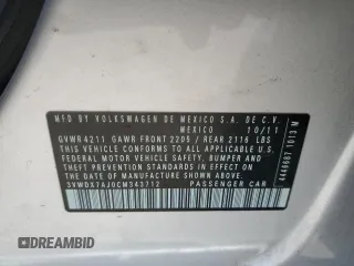 2012 Volkswagen Jetta SE с VIN 3VWDX7AJ0CM343712, выставлен на аукционе Copart как лот 57936395 с пробегом 144 698 миль миль и Списание • Salvage title. История ставок и продаж доступна на DreamBid. Изображение 12.