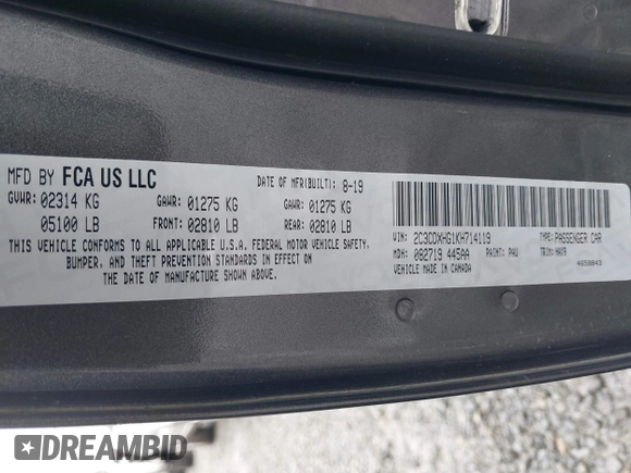 2019 Dodge Charger GT with VIN 2C3CDXHG1KH714119, listed as a IAAI auction lot 41885794 with 100,063 mi miles and . Bid and sale history available at DreamBid. Image 9.