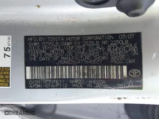 2007 Toyota Prius with VIN JTDKB20U477640537, listed as a IAAI auction lot 42016544 with 247,468 mi miles. Bid and sale history available at carsss.com. Image 9.
