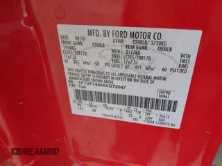 2008 Ford F-150 with VIN 1FTVF14568KB72047, listed as a IAAI auction lot 41842700 with 46,888 mi miles and . Bid and sale history available at DreamBid. Image 9.