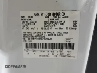 2013 Ford F-150 XL with VIN 1FTMF1EM8DFD09686, listed as a Copart auction lot 87580895 with 352,762 mi miles and Salvage Title. Bid and sale history available at DreamBid. Image 12.