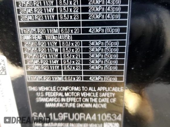 2024 Land Rover Range Rover Sport Dynamic SE with VIN SAL1L9FU0RA410534, listed as a Copart auction lot 49709885 with 14,614 mi miles and Salvage title. Bid and sale history available at DreamBid. Image 13.
