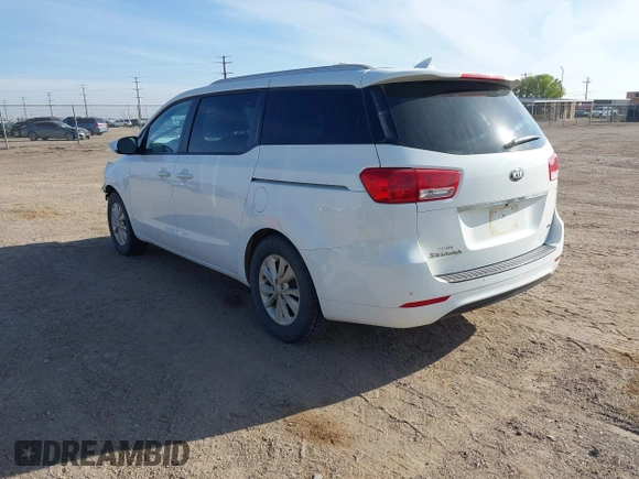 2016 Kia Sedona LX with VIN KNDMB5C18G6142343, listed as a IAAI auction lot 41889625 with 95,001 mi miles. Bid and sale history available at carsss.com. Image 3.