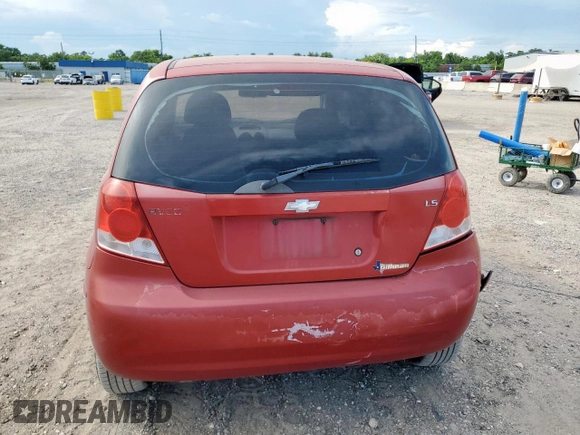 2007 Chevrolet Aveo LS with VIN KL1TD66697B703022, listed as a Copart auction lot 62301515 with 124,668 mi miles and Salvage title. Bid and sale history available at DreamBid. Image 6.