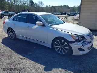 2013 Hyundai Genesis 5.0L R-Spec with VIN KMHGC4DH0DU244349, listed as a IAAI auction lot 41508229 with 231,929 mi miles. Bid and sale history available at carsss.com. Image 1.