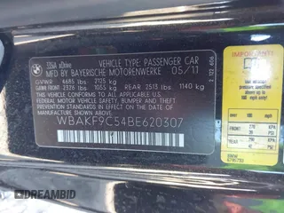 2011 BMW 3 Series 335i xDrive with VIN WBAKF9C54BE620307, listed as a IAAI auction lot 41286004 with 98,532 mi miles. Bid and sale history available at carsss.com. Image 9.