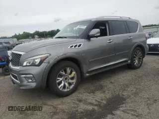 2015 Infiniti QX80 z VIN JN8AZ2NC0F9370141, wystawiony jako Copart lot #58591075 z przebiegiem 105 788 mil mil oraz Szkoda całkowita • Salvage title. Historia ofert i sprzedaży dostępna na DreamBid. Obrazek 1.
