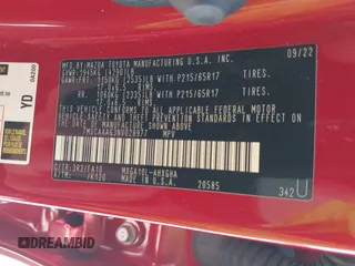 2022 Toyota Corolla Cross LE с VIN 7MUCAAAG3NV028977, выставлен на аукционе IAAI как лот 42243310 с пробегом 47 494 миль миль и . История ставок и продаж доступна на DreamBid. Изображение 9.