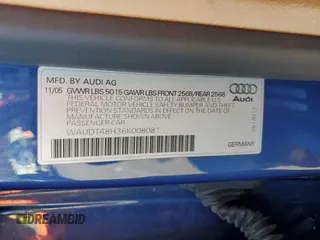 2006 Audi A4 3.0L with VIN WAUDT48H36K008081, listed as a Copart auction lot 76512014 with 0 mi miles and Salvage Title. Bid and sale history available at carsss.com. Image 12.