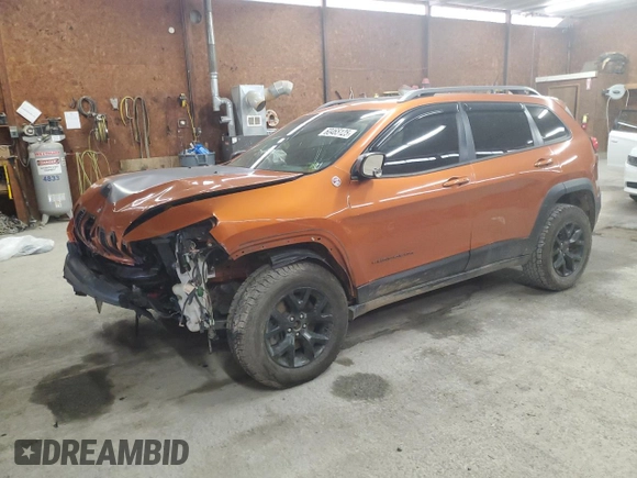 2014 Jeep Cherokee Trailhawk with VIN 1C4PJMBS0EW308775, listed as a Copart auction lot 60465125 with 117,326 mi miles and Salvage title. Bid and sale history available at DreamBid. Image 1.