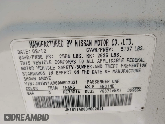 2013 Infiniti M z VIN JN1BY1AR6DM602021, wystawiony jako IAAI lot #41397484 z przebiegiem 226 584 mil mil oraz . Historia ofert i sprzedaży dostępna na DreamBid. Obrazek 9.