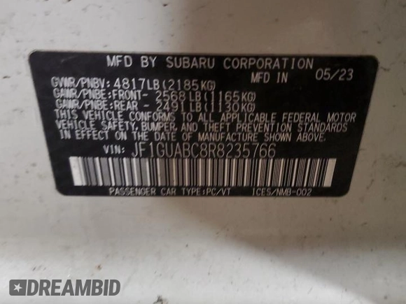 2024 Subaru Impreza with VIN JF1GUABC8R8235766, listed as a Copart auction lot 43912145 with 47,583 mi miles and Non Repairable. Bid and sale history available at carsss.com. Image 14.