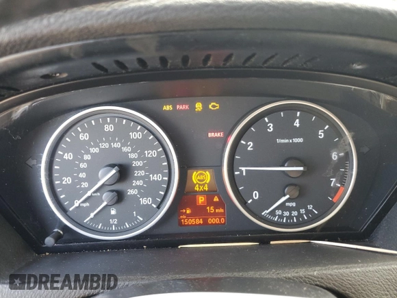 2012 BMW X5 35i with VIN 5UXZV4C56CL754643, listed as a Copart auction lot 55970125 with 150,584 mi miles and Salvage title. Bid and sale history available at DreamBid. Image 9.