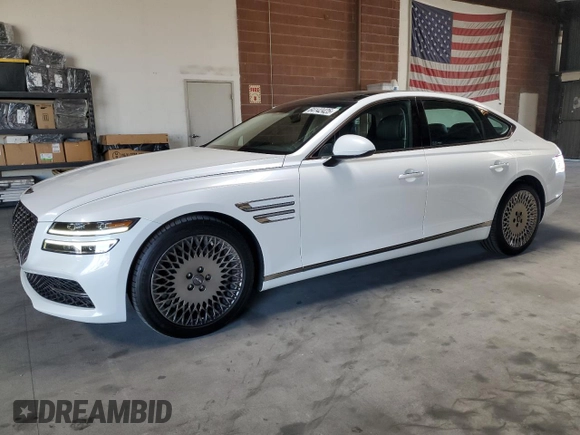 2022 Genesis G80 2.5T with VIN KMTGB4SC7NU092264, listed as a Copart auction lot 64142425 with 72,389 mi miles and Salvage title. Bid and sale history available at DreamBid. Image 1.