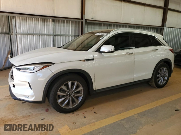 2020 Infiniti QX50 Luxe with VIN 3PCAJ5M38LF101201, listed as a Copart auction lot 53521305 with 74,448 mi miles and Salvage title. Bid and sale history available at DreamBid. Image 1.