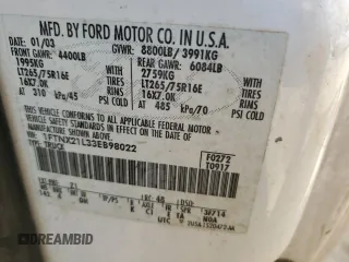 2003 Ford F-250 XL with VIN 1FTNX21L33EB98022, listed as a Copart auction lot 87487844 with 205,917 mi miles and Non repairable. Bid and sale history available at DreamBid. Image 12.