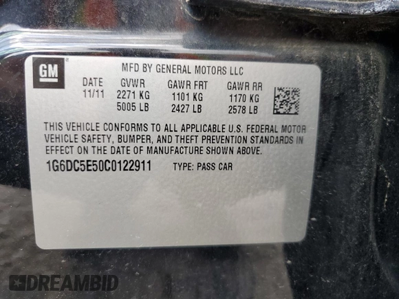 2012 Cadillac CTS z VIN 1G6DC5E50C0122911, wystawiony jako Copart lot #56625855 z przebiegiem 113 600 mil mil oraz Szkoda całkowita • Salvage title. Historia ofert i sprzedaży dostępna na DreamBid. Obrazek 12.