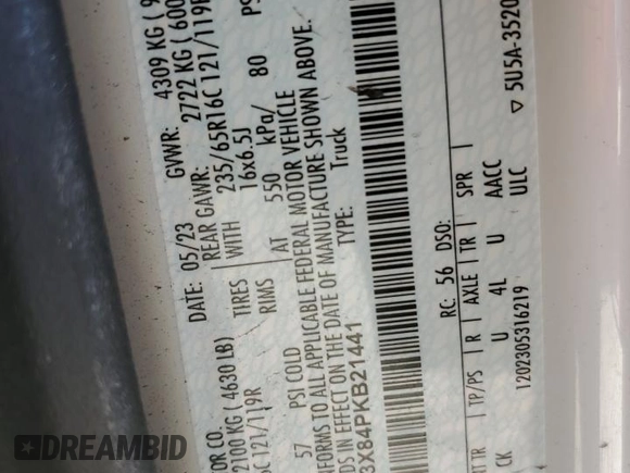2023 Ford Transit Cargo z VIN 1FTBW3X84PKB21441, wystawiony jako Copart lot #54926995 z przebiegiem 56 038 mil mil oraz Szkoda całkowita • Salvage title. Historia ofert i sprzedaży dostępna na DreamBid. Obrazek 13.