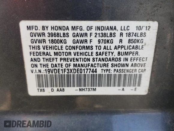 2013 Acura ILX with VIN 19VDE1F3XDE017744, listed as a Copart auction lot 51583425 with 90,871 mi miles and Salvage Title. Bid and sale history available at carsss.com. Image 12.