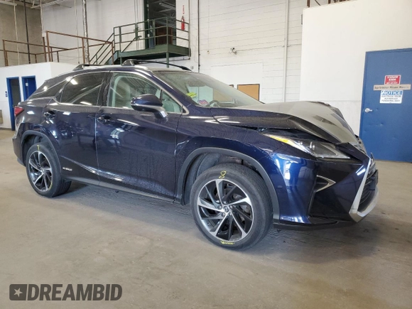 2018 Lexus RX 450h with VIN 2T2BGMCA9JC021481, listed as a Copart auction lot 57111405 with 186,533 mi miles and Salvage title. Bid and sale history available at DreamBid. Image 4.