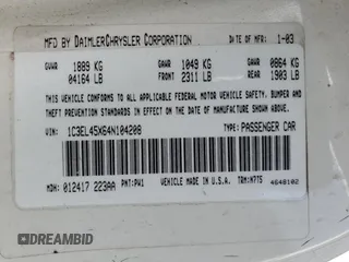 2004 Chrysler Sebring LX with VIN 1C3EL45X64N104208, listed as a Copart auction lot 47823655 with 80,886 mi miles and Salvage Title. Bid and sale history available at DreamBid. Image 12.