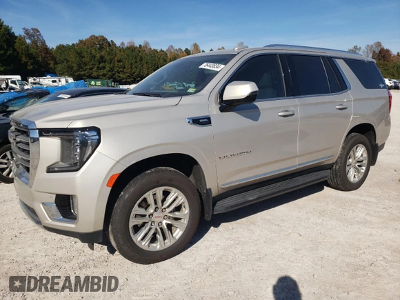 2021 GMC Yukon SLT with VIN 1GKS1BKDXMR435793, listed as a Copart auction lot 76443834 with 71,027 mi miles and Salvage Title. Bid and sale history available at carsss.com. Image 1.