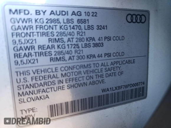 2023 Audi Q7 Premium Plus with VIN WA1LXBF76PD005774, listed as a Copart auction lot 75719694 with 14,207 mi miles and Salvage Title. Bid and sale history available at carsss.com. Image 16.