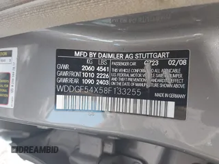 2008 Mercedes-Benz C 300 Sport с VIN WDDGF54X58F133255, выставлен на аукционе IAAI как лот 42543589 с пробегом 47 072 миль миль и . История ставок и продаж доступна на DreamBid. Изображение 9.