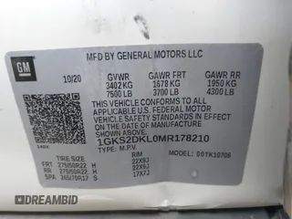 2021 GMC Yukon Denali with VIN 1GKS2DKL0MR178210, listed as a IAAI auction lot 41934532 with 91,785 mi miles. Bid and sale history available at carsss.com. Image 9.