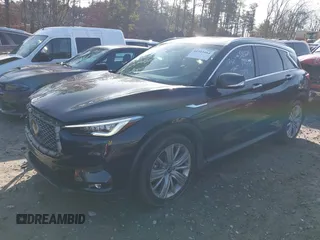 2021 Infiniti QX50 Essential with VIN 3PCAJ5CA9MF100592, listed as a IAAI auction lot 41513164 with 10,388 mi miles and . Bid and sale history available at DreamBid. Image 14.