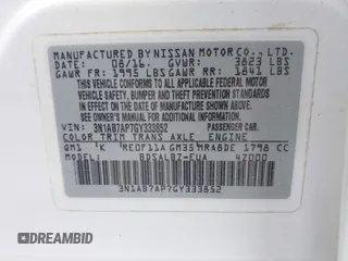 2016 Nissan Sentra SR with VIN 3N1AB7AP7GY333852, listed as a IAAI auction lot 41963952 with 136,110 mi miles and . Bid and sale history available at DreamBid. Image 9.