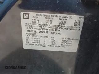 2013 GMC Terrain Denali with VIN 2GKFLYE37D6129101, listed as a IAAI auction lot 41808688 with 131,570 mi miles and . Bid and sale history available at DreamBid. Image 9.