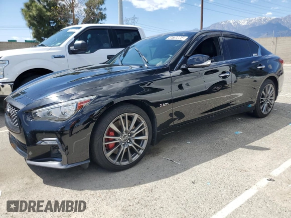 2018 Infiniti Q50 RED SPORT 400 with VIN JN1FV7AR7JM481086, listed as a Copart auction lot 49789064 with 92,296 mi miles and Clean Title. Bid and sale history available at carsss.com. Image 1.