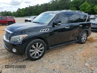 2011 Infiniti QX56 7-passenger with VIN JN8AZ2NF8B9503376, listed as a Copart auction lot 54276835 with 195,727 mi miles and Salvage title. Bid and sale history available at DreamBid. Image 1.
