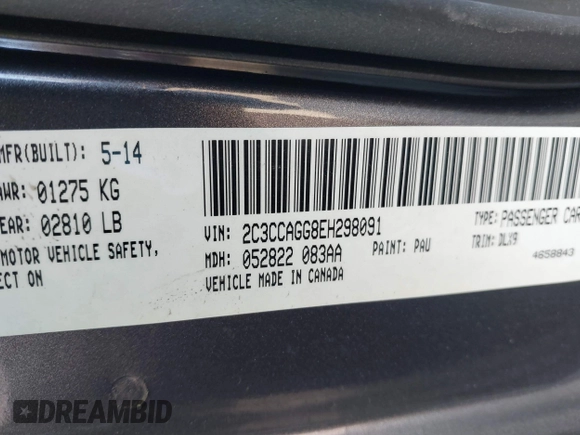 2014 Chrysler 300 with VIN 2C3CCAGG8EH298091, listed as a IAAI auction lot 41760483 with 141,663 mi miles. Bid and sale history available at carsss.com. Image 9.