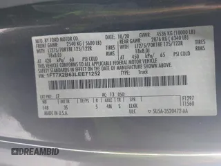 2020 Ford F-250 XL with VIN 1FT7X2B63LEE71252, listed as a IAAI auction lot 41999812 with 55,001 mi miles and . Bid and sale history available at DreamBid. Image 9.