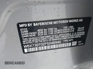 2023 BMW X1 xDrive28i z VIN WBX73EF02P5X48940, wystawiony jako IAAI lot #41528706 z przebiegiem 10 683 mil mil oraz . Historia ofert i sprzedaży dostępna na DreamBid. Obrazek 9.