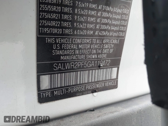 2016 Land Rover Range Rover Sport HSE с VIN SALWR2PF5GA119472, выставлен на аукционе IAAI как лот 42034033 с пробегом 114 103 миль миль и . История ставок и продаж доступна на DreamBid. Изображение 9.