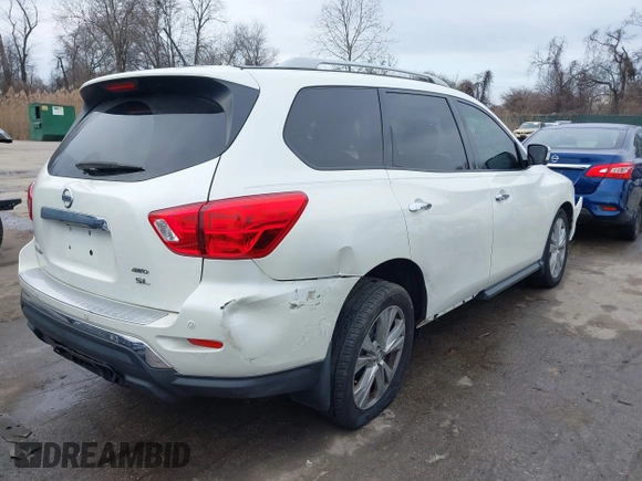 2018 Nissan Pathfinder SL with VIN 5N1DR2MM1JC666604, listed as a IAAI auction lot 41181860 with 57,586 mi miles. Bid and sale history available at carsss.com. Image 4.