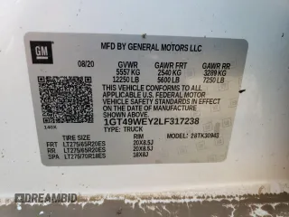 2020 GMC Sierra 3500HD Denali z VIN 1GT49WEY2LF317238, wystawiony jako Copart lot #61554414 z przebiegiem Nie podano mil oraz Szkoda całkowita • Salvage title. Historia ofert i sprzedaży dostępna na DreamBid. Obrazek 12.
