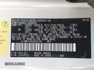 2006 Lexus RX 400h with VIN JTJHW31U560026104, listed as a IAAI auction lot 41311951 with 246,861 mi miles and . Bid and sale history available at DreamBid. Image 9.