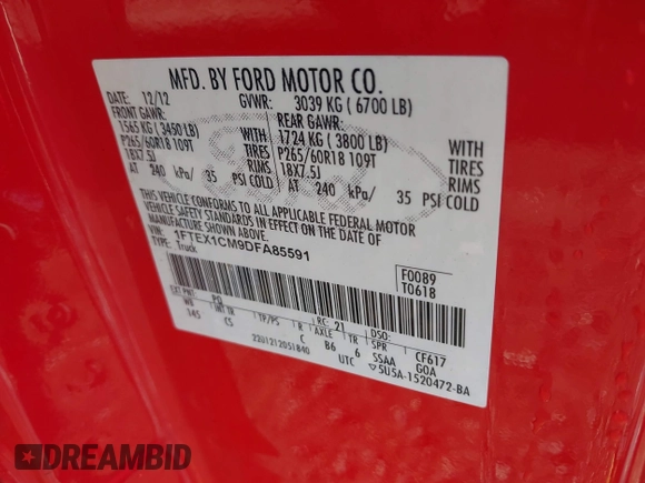 2013 Ford F-150 XL with VIN 1FTEX1CM9DFA85591, listed as a IAAI auction lot 41421995 with 171,903 mi miles. Bid and sale history available at carsss.com. Image 9.