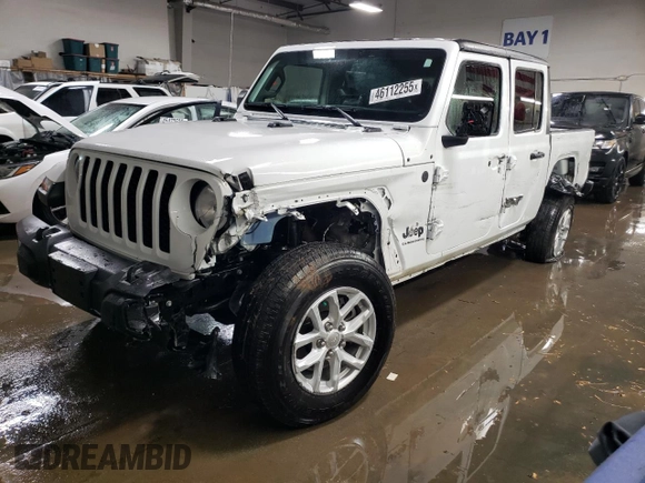 2023 Jeep Gladiator Sport с VIN 1C6HJTAG3PL571060, выставлен на аукционе Copart как лот 46112255 с пробегом 23 352 миль миль и Списание • Salvage title. История ставок и продаж доступна на DreamBid. Изображение 1.