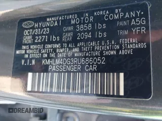 2024 Hyundai Elantra SEL with VIN KMHLM4DG3RU686052, listed as a IAAI auction lot 41322384 with 11,228 mi miles. Bid and sale history available at carsss.com. Image 9.