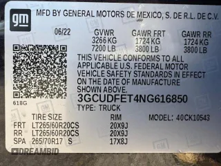 2022 Chevrolet Silverado 1500 LT Trail Boss with VIN 3GCUDFET4NG616850, listed as a Copart auction lot 52122755 with 20,386 mi miles and Non Repairable. Bid and sale history available at DreamBid. Image 15.