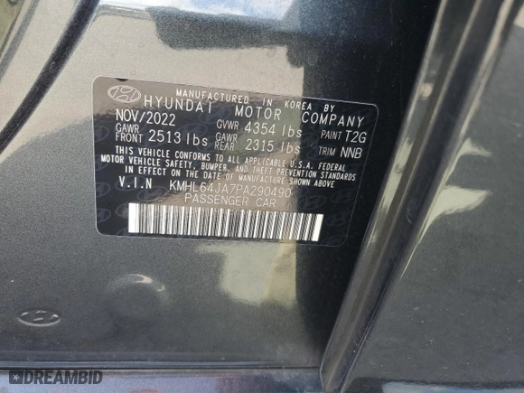 2023 Hyundai Sonata SEL with VIN KMHL64JA7PA290490, listed as a Copart auction lot 46851145 with 18,845 mi miles and Non Repairable. Bid and sale history available at carsss.com. Image 14.