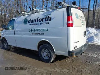 2017 Chevrolet Express Cargo Van with VIN 1GCWGAFF9H1176218, listed as a IAAI auction lot 41678884 with 218,451 mi miles. Bid and sale history available at carsss.com. Image 3.