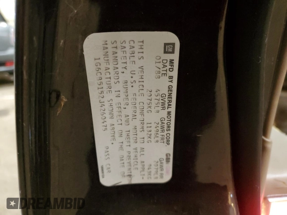 1988 Cadillac Fleetwood z VIN 1G6CB5152J4260475, wystawiony jako Copart lot #81801344 z przebiegiem 132 804 mil mil oraz Czysty tytuł • Clean title. Historia ofert i sprzedaży dostępna na DreamBid. Obrazek 12.