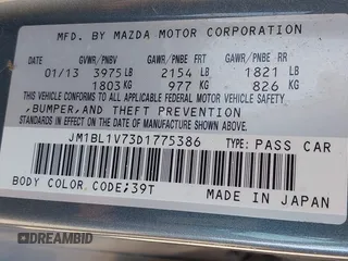 2013 Mazda 3 i Touring with VIN JM1BL1V73D1775386, listed as a IAAI auction lot 42492137 with 169,737 mi miles and . Bid and sale history available at DreamBid. Image 9.